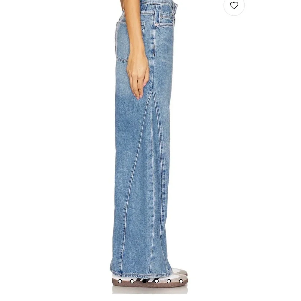 We The Free Eden High Rise Slouchy Wide Leg Jeans Womens 27 Blue Button Fly Boho